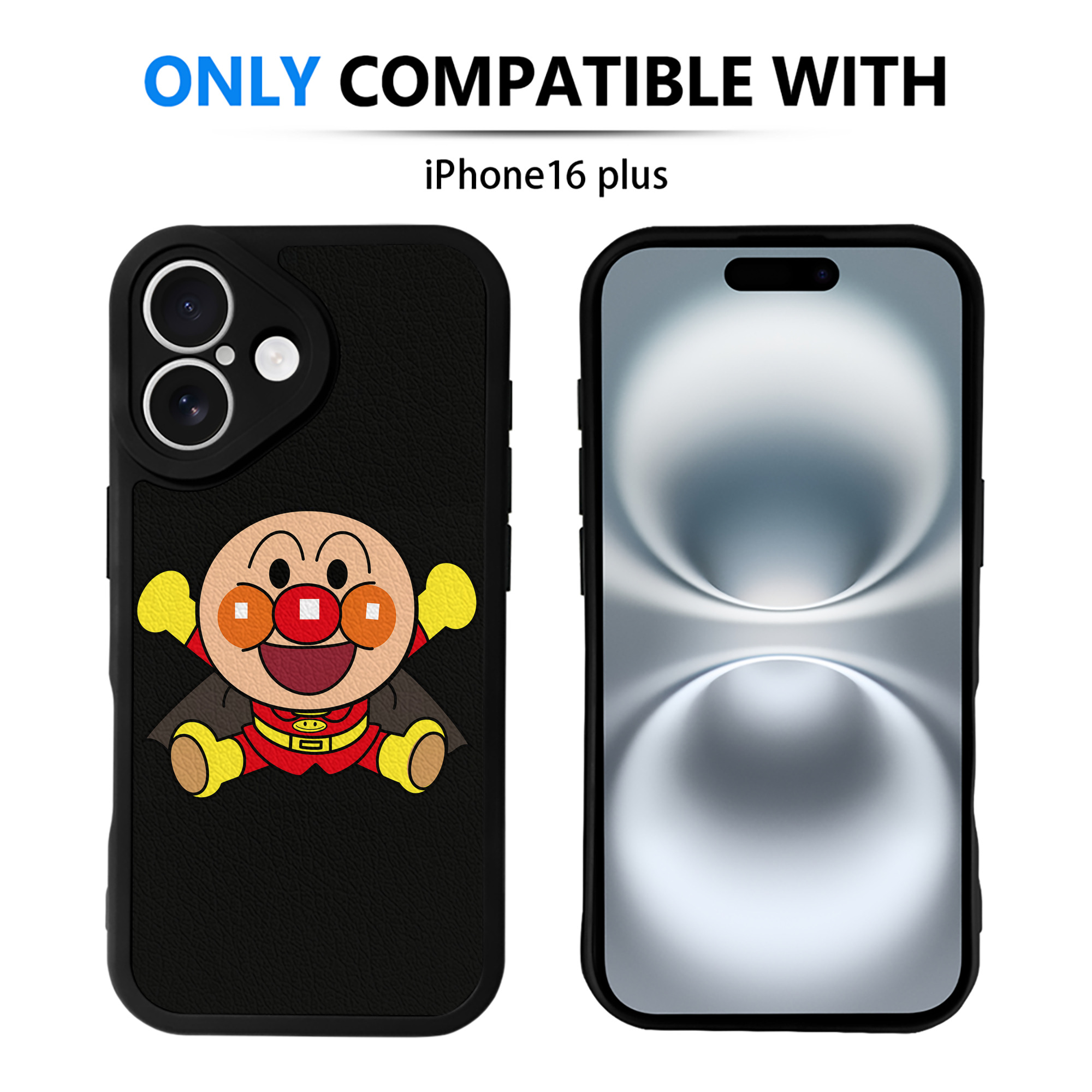 （画像用） アンパンマン Anpanman 【iPhone 16シリーズ対応】シリコンスマホケース（レザー調） 材質：シリコン